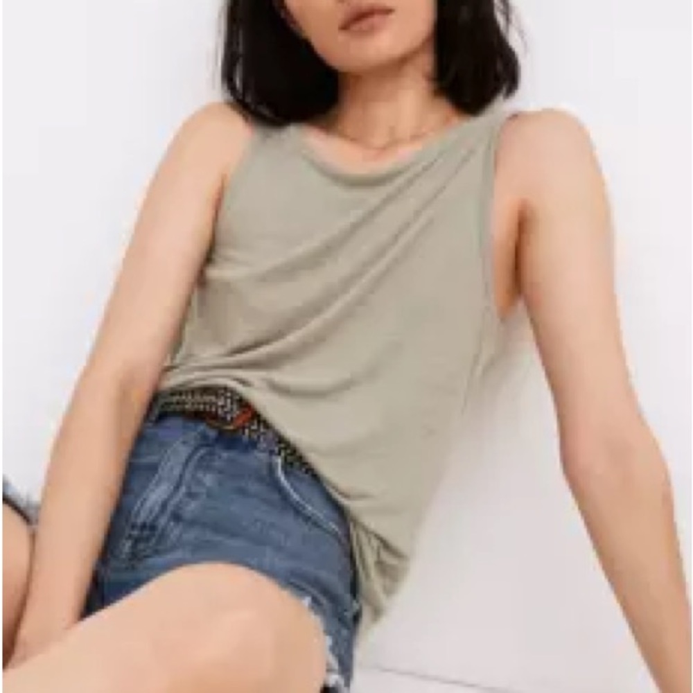 Madewell Modern Linen Tank Sage Green